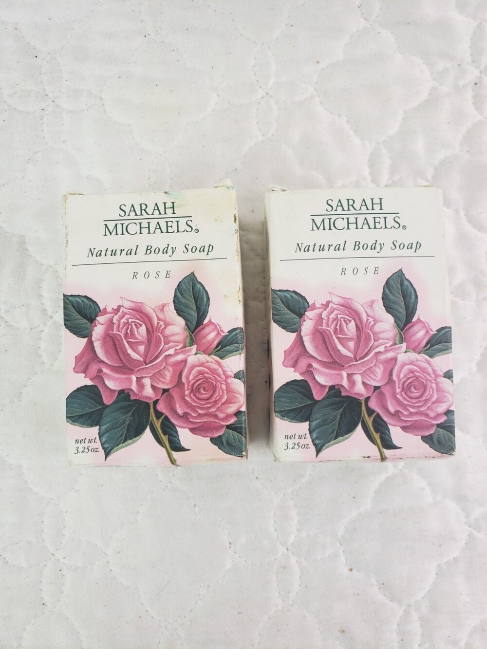 Vintage Sarah Michaels Rose Soap Bar Natural Body Discontinued 3.25 Oz Lot of 2